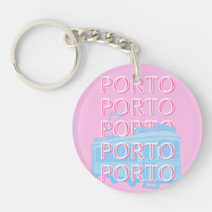 Porto Travel Art, Portugal Art, Pink, Preppy Art Schlüsselanhänger