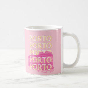 Porto Travel Art, Portugal, Pink, Preppy Kaffeetasse