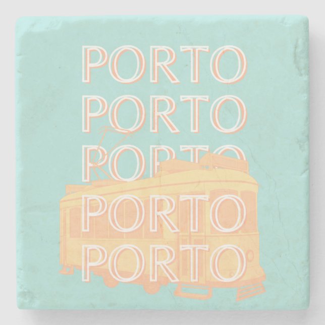 Porto Travel Art, Portugal Reisen Kunst, Dichtung Steinuntersetzer (Vorderseite)