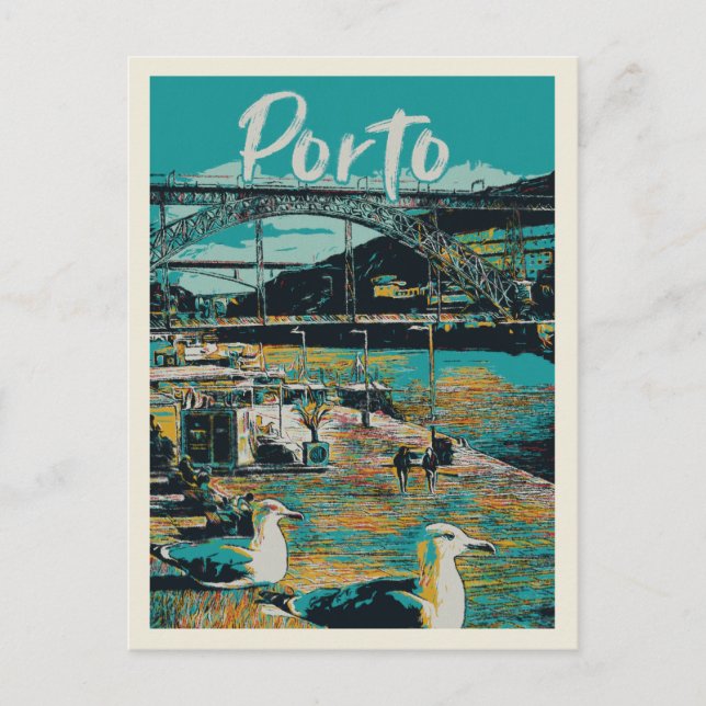 Porto View mit D. Luis I Bridge, Portugal Postkarte (Vorderseite)