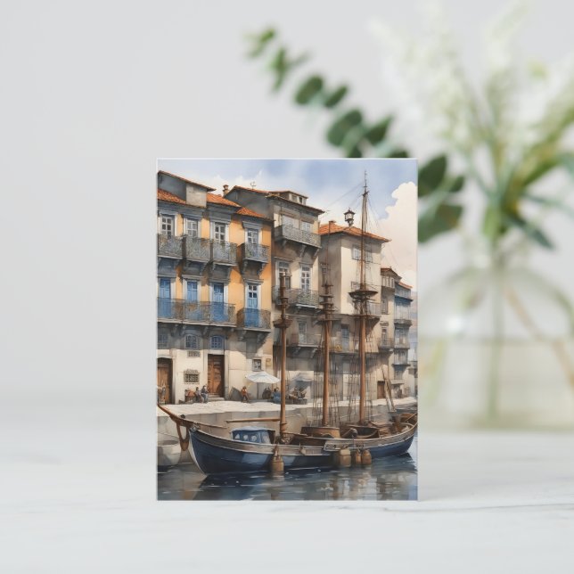 Porto Wasserfarbe Postkarte (Stehend Vorderseite)
