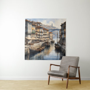 Porto Wasserfarbe Wandteppich