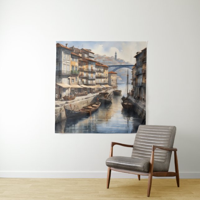 Porto Wasserfarbe Wandteppich (Beispiel)