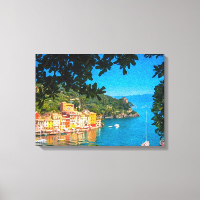 Portofino, Italien, Ölmalerei Leinwanddruck (Vorderseite)