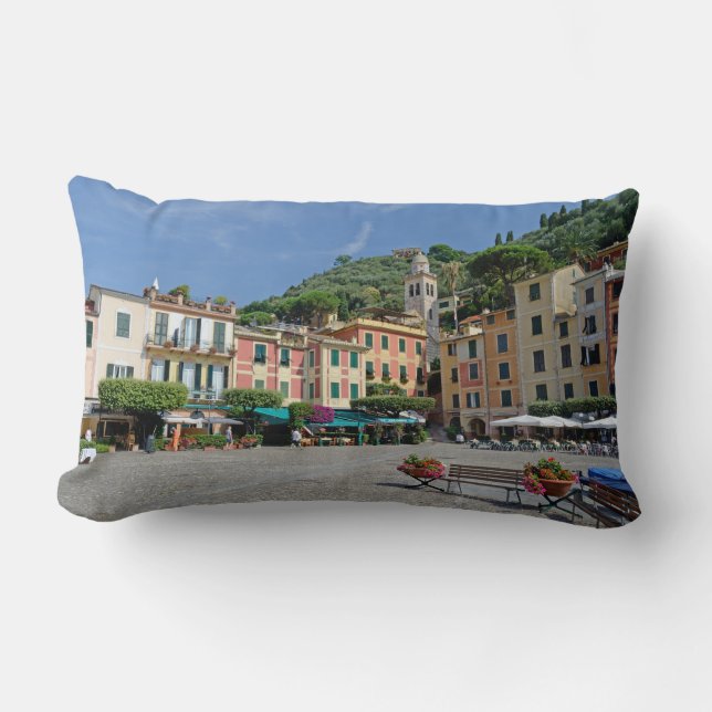 Portofino, Italien. Portofino Village Square Lendenkissen (Vorderseite)
