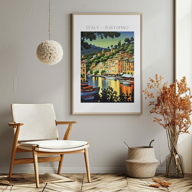 Portofino Landschaftliche Kunst Poster (Portofino Italy Scenic Art Print Poster Mockup 1)