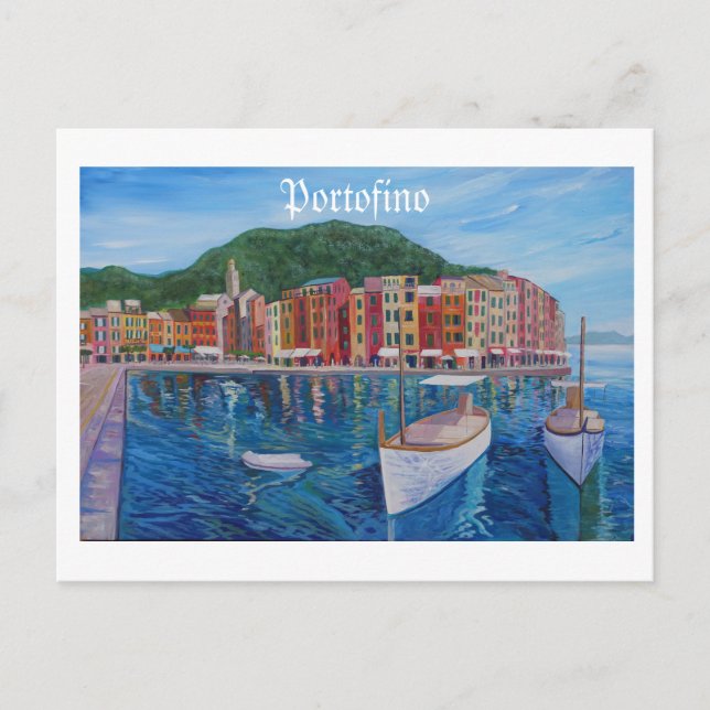 Portofino Mediterrane Perle der italienischen Rivi Postkarte (Vorderseite)