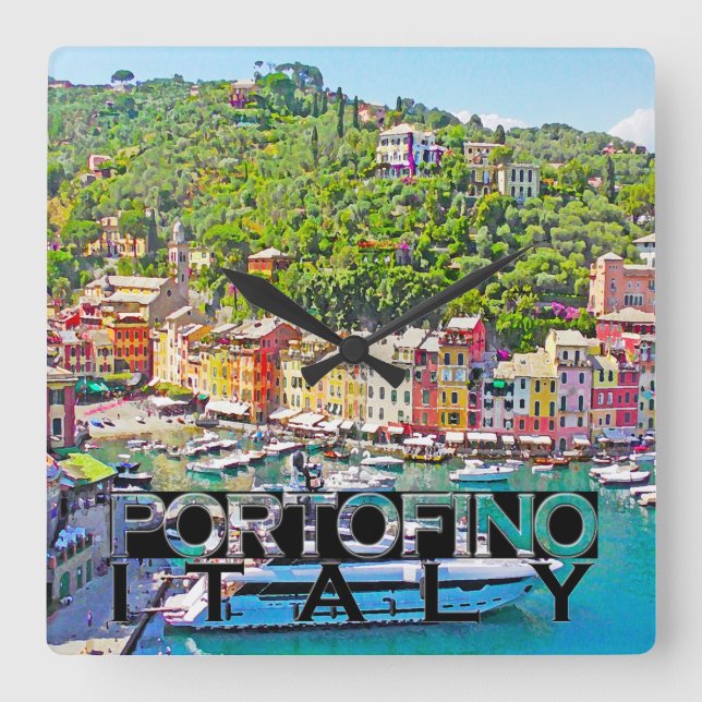 Portofino Quadratische Wanduhr (Vorderseite)