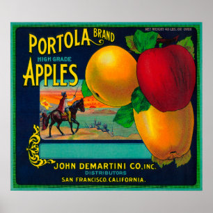 Portola Apple Crate Label Poster