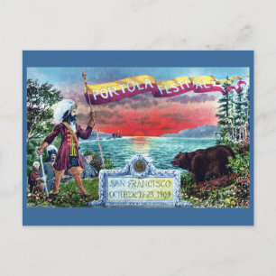 Portola Festival Explorers and Bear at SF Bay Postkarte