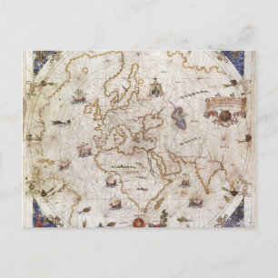 Portolan Chart of the World   1519 Postkarte