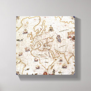 Portolan Diagramm der Welt   1519 Leinwanddruck