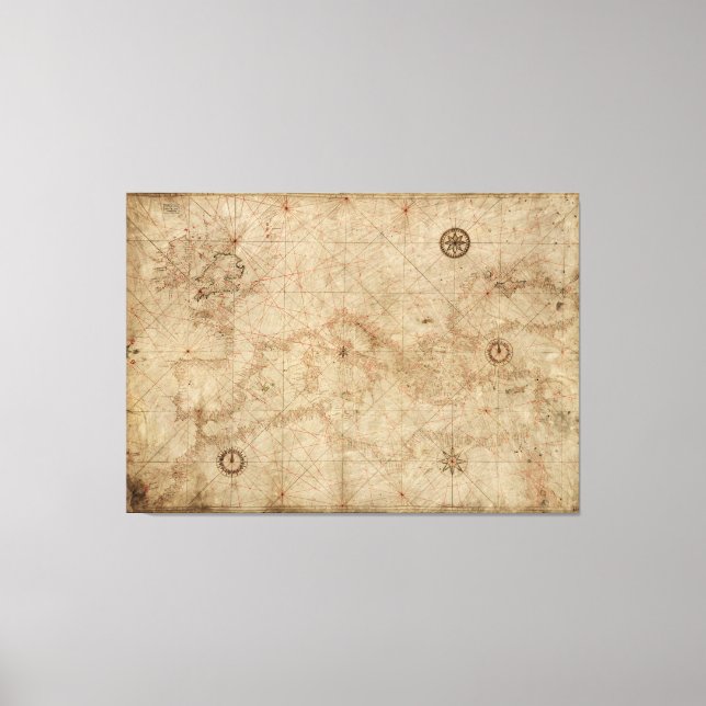 Portolan-Diagramm des Mittelmeers um 1500 Leinwanddruck (Vorderseite)