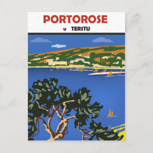 Portorose, Blick auf das adriatische Meer, Jahrgan Postkarte