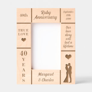 Portrait 4x6 Ruby 40. Hochzeitstag Geätzte Rahmen