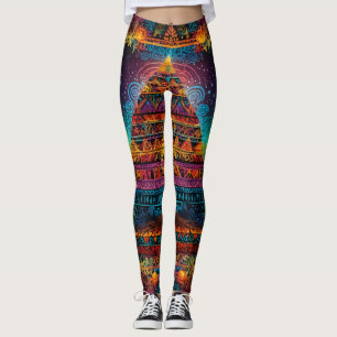 Portrait Abstrakt Mix aus Zodiac und Aztec Leggings