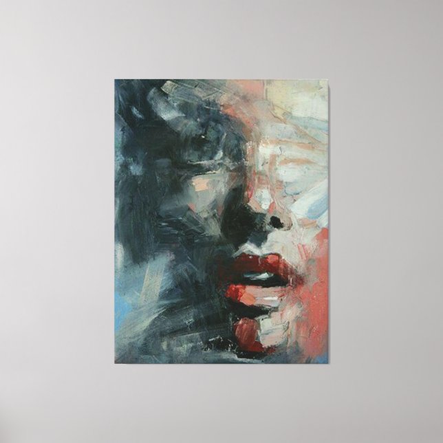 Portrait, Abstraktion, Aquarell, Kunst, moderne Ku Leinwanddruck (Vorderseite)