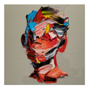 Portrait, Abstraktion, Aquarell, Kunst Poster