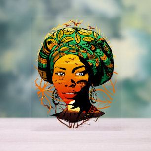 Portrait afrikanischer Frauen mit Sonnenuntergang Acrylschild