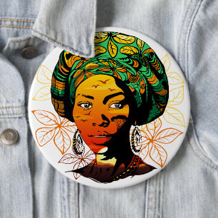 Portrait afrikanischer Frauen mit Sonnenuntergang Button