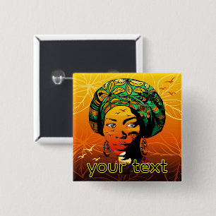 Portrait afrikanischer Frauen mit Sonnenuntergang Button