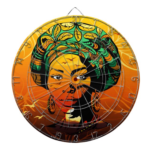 Portrait afrikanischer Frauen mit Sonnenuntergang Dartscheibe (vorne)
