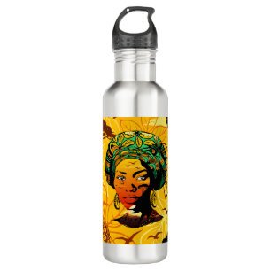 Portrait afrikanischer Frauen mit Sonnenuntergang Edelstahlflasche
