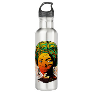 Portrait afrikanischer Frauen mit Sonnenuntergang Edelstahlflasche
