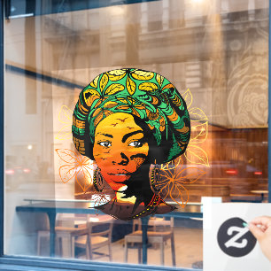 Portrait afrikanischer Frauen mit Sonnenuntergang Fensteraufkleber