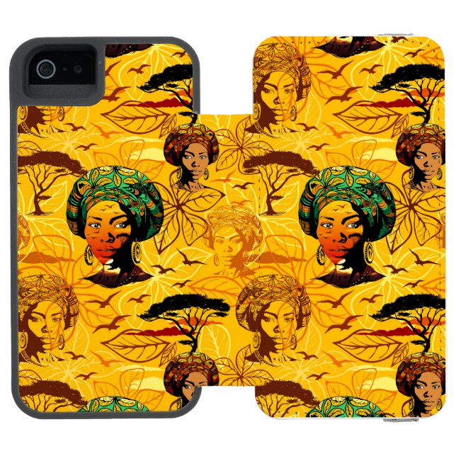 Portrait afrikanischer Frauen mit Sonnenuntergang Incipio iPhone Geldbeutel-Hülle (Folio Geöffnet)