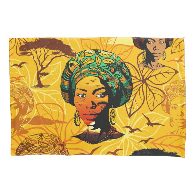 Portrait afrikanischer Frauen mit Sonnenuntergang Kissenbezug (Vorderseite)