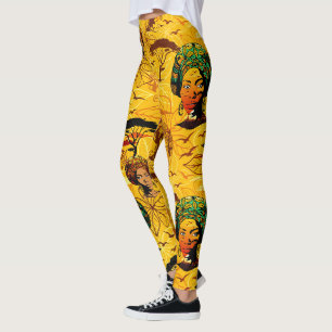 Portrait afrikanischer Frauen mit Sonnenuntergang Leggings