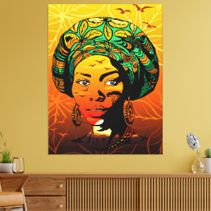 Portrait afrikanischer Frauen mit Sonnenuntergang Leinwanddruck