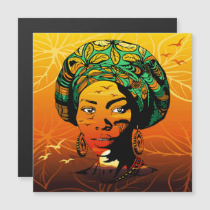 Portrait afrikanischer Frauen mit Sonnenuntergang Magnetkarte