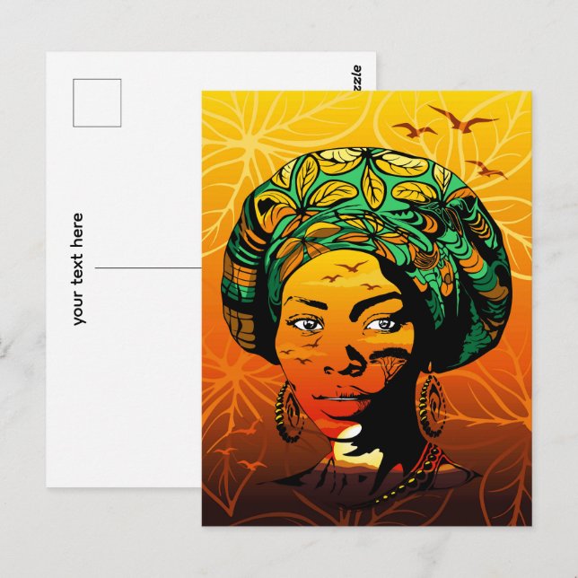 Portrait afrikanischer Frauen mit Sonnenuntergang Postkarte (Vorne/Hinten)
