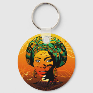 Portrait afrikanischer Frauen mit Sonnenuntergang Schlüsselanhänger