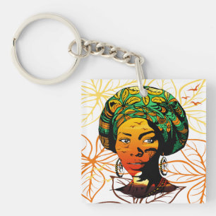 Portrait afrikanischer Frauen mit Sonnenuntergang Schlüsselanhänger