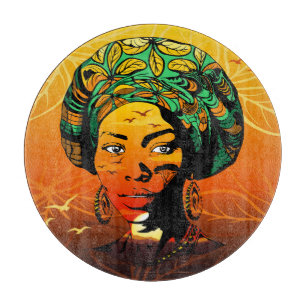 Portrait afrikanischer Frauen mit Sonnenuntergang Schneidebrett