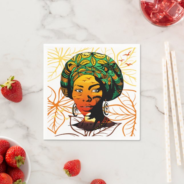 Portrait afrikanischer Frauen mit Sonnenuntergang Serviette (Beispiel)