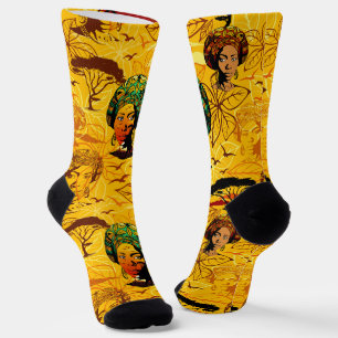 Portrait afrikanischer Frauen mit Sonnenuntergang Socken