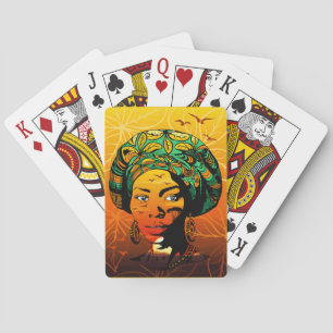 Portrait afrikanischer Frauen mit Sonnenuntergang Spielkarten