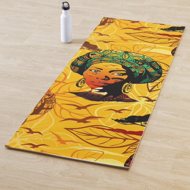 Portrait afrikanischer Frauen mit Sonnenuntergang Yogamatte (Beispiel)