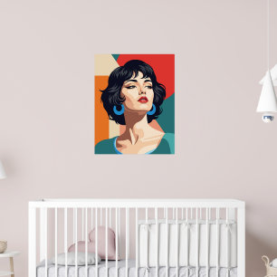 "Portrait Art Déco avec Arrière - plan géométrique