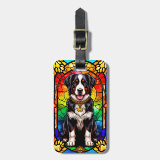 Portrait "Artistic Dog Stached Glass" Gepäckanhänger