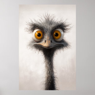 Portrait aus Mit Augen StraußenCartoon Poster