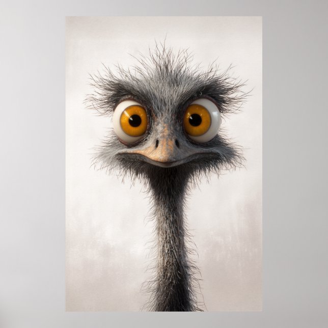 Portrait aus Mit Augen StraußenCartoon Poster (Vorne)