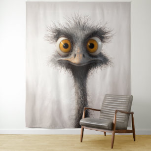 Portrait aus Mit Augen StraußenCartoon Wandteppich