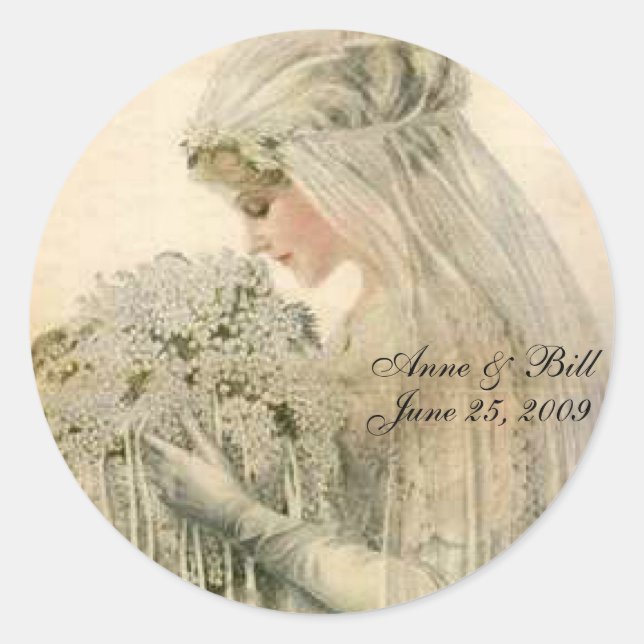 Portrait Bride 'Save the Date' Aufkleber (Vorderseite)