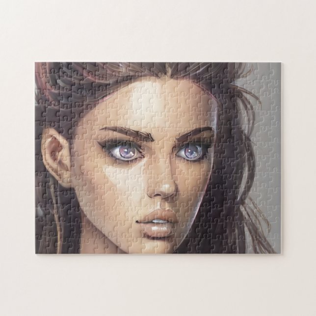 Portrait Brünett Blue Mit Augen Young Woman (Horizontal)