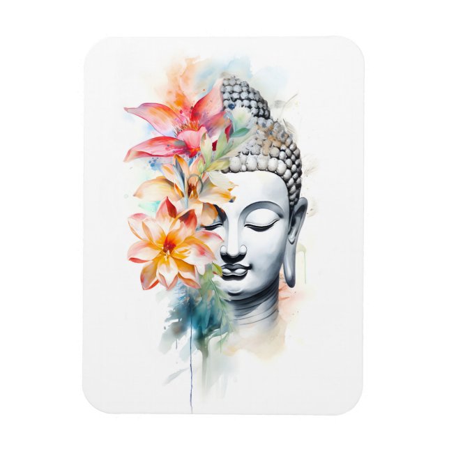 Portrait Buddha Charcoal Wasserfarben Art Poster Magnet (Vertikal)